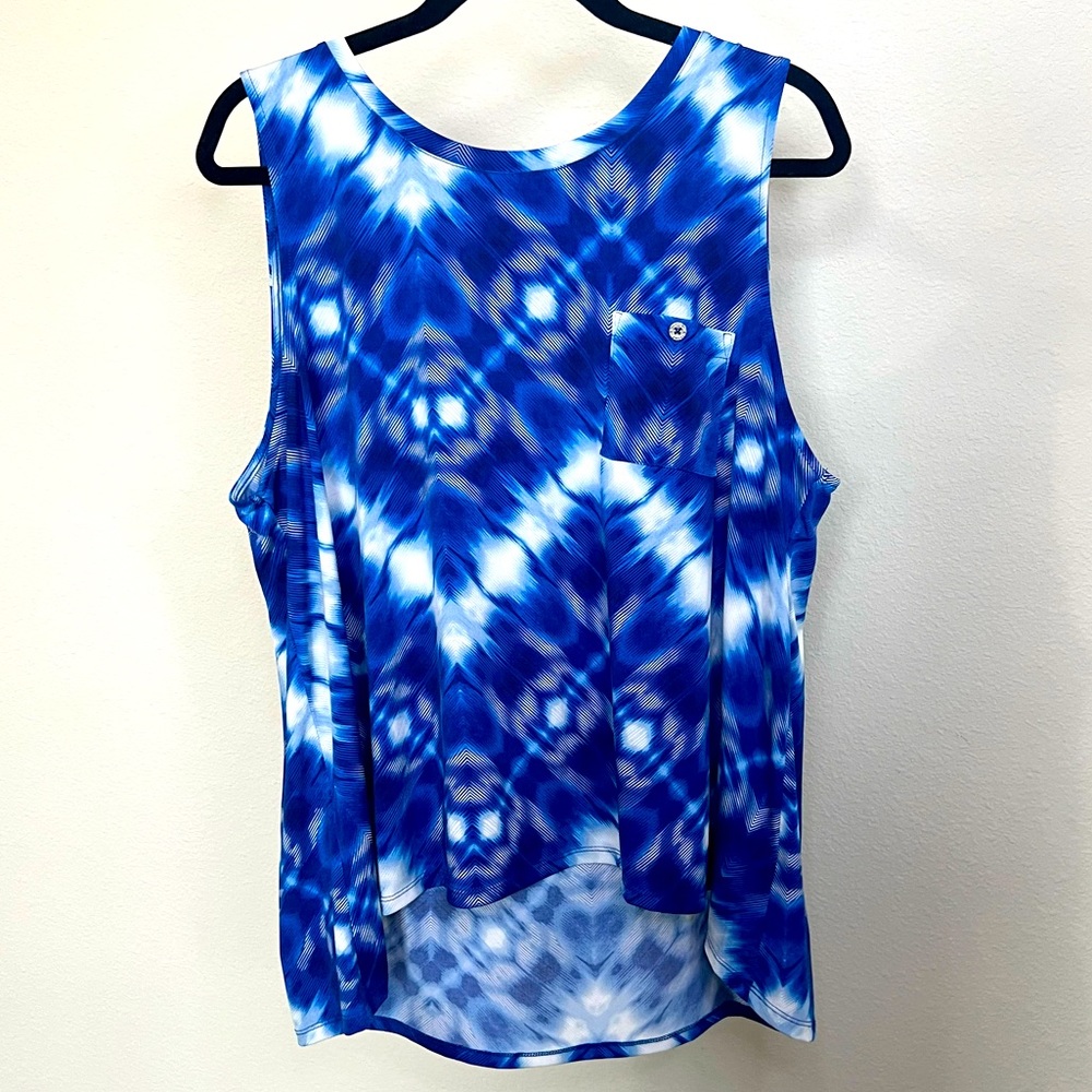 Xl Ellen Tracy blue patterned sleeveless tank top blouse